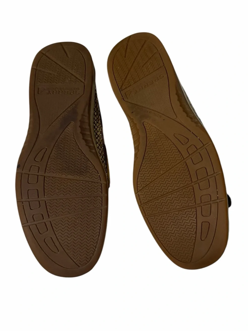 Sperry Angelfish Linen Gold Glitter  Loafer Boat Shoe Size 9M